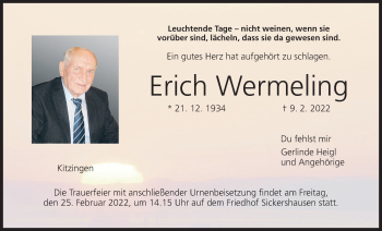 Anzeige von Erich Wermeling von MGO