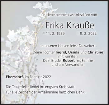Anzeige von Erika Krauße von MGO