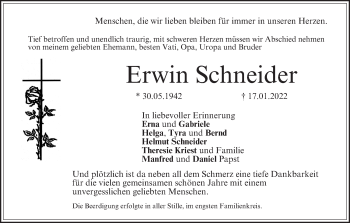 Anzeige von Erwin Schneider von MGO