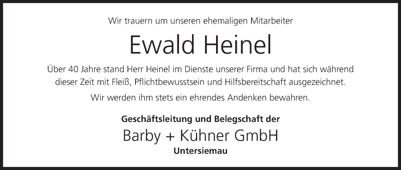  Traueranzeige für Ewald Heinel vom 16.02.2022 aus MGO