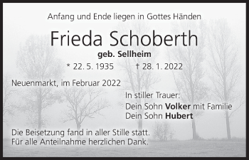 Anzeige von Frieda Schoberth von MGO