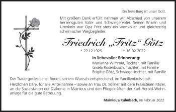 Anzeige von Friedrich Götz von MGO
