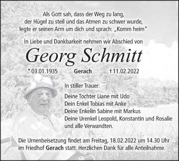 Anzeige von Georg Schmitt von MGO