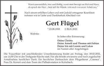 Anzeige von Gert Flügel von MGO