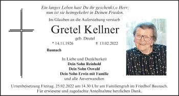 Anzeige von Gretel Kellner von MGO