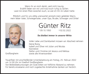 Anzeige von Günter Ritz von MGO