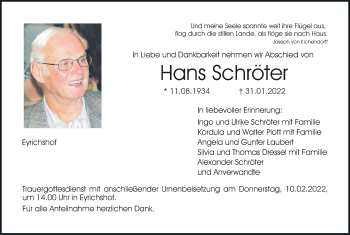 Anzeige von Hans Schröter von MGO