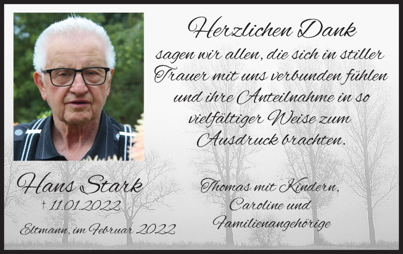  Traueranzeige für Hans Stark vom 26.02.2022 aus MGO