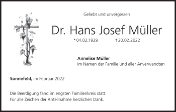 Anzeige von Hans Josef Müller von MGO
