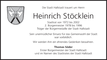 Anzeige von Heinrich Stöcklein von MGO