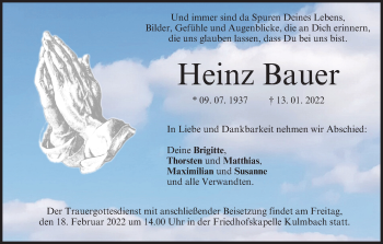 Anzeige von Heinz Bauer von MGO