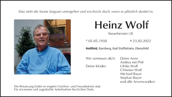 Anzeige von Heinz Wolf von MGO