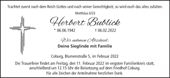 Anzeige von Herbert Bublick von MGO