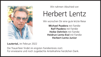 Anzeige von Herbert Lentz von MGO