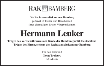 Anzeige von Hermann Leuker von MGO