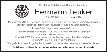 Anzeige von Hermann Leuker von MGO