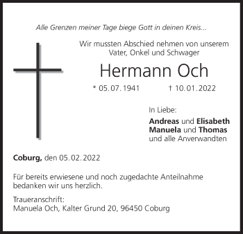 Anzeige von Hermann Och von MGO