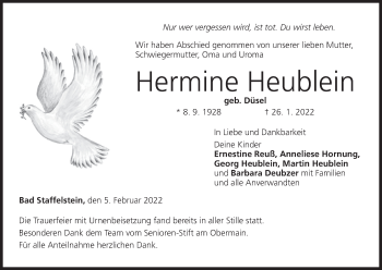 Anzeige von Hermine Heublein von MGO