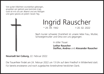 Anzeige von Ingrid Rauscher von MGO