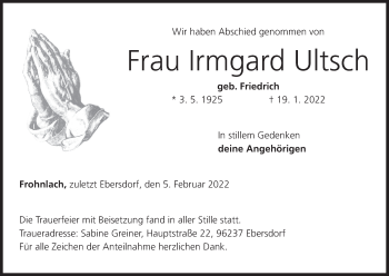 Anzeige von Irmgard Ultsch von MGO