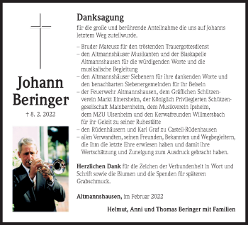 Anzeige von Johann Beringer von MGO