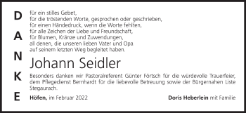 Anzeige von Johann Seidler von MGO