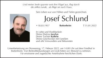 Anzeige von Josef Schlund von MGO