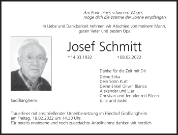 Anzeige von Josef Schmitt von MGO