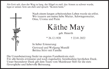 Anzeige von Käthe May von MGO