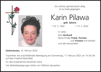 Anzeige von Karin Pilawa von MGO