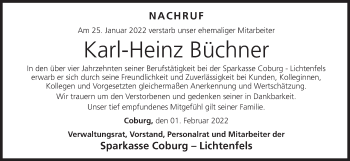 Anzeige von Karl-Heinz Büchner von MGO