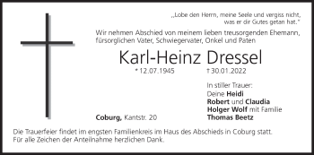 Anzeige von Karl-Heinz Dressel von MGO