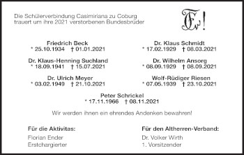 Anzeige von Klaus-Henning Suchland von MGO