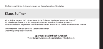 Anzeige von Klaus Suffner von MGO