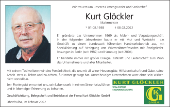 Anzeige von Kurt Glöckler von MGO