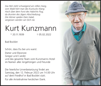 Anzeige von Kurt Kunzmann von MGO