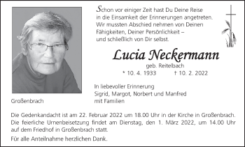 Anzeige von Lucia Neckermann von MGO
