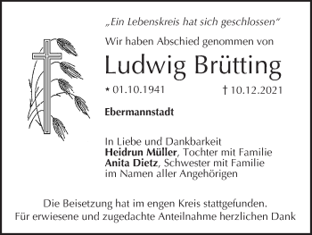 Anzeige von Ludwig Brütting von MGO