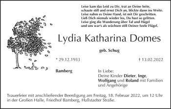 Anzeige von Lydia Katharina Domes von MGO