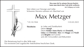 Anzeige von Max Metzger von MGO