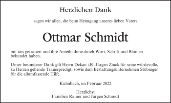 Anzeige von Ottmar Schmidt von MGO