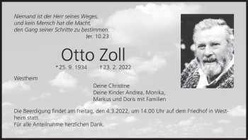 Anzeige von Otto Zoll von MGO