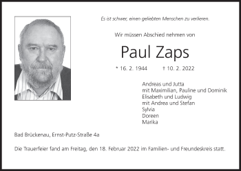 Anzeige von Paul Zaps von MGO
