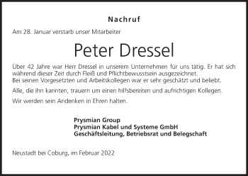 Anzeige von Peter Dressel von MGO