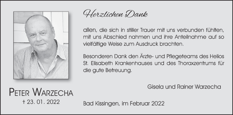  Traueranzeige für Peter Warzecha vom 19.02.2022 aus MGO