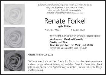 Anzeige von Renate Forkel von MGO
