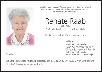 Anzeige von Renate Raab von MGO