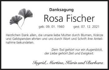 Anzeige von Rosa Fischer von MGO