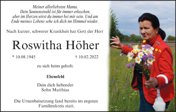 Anzeige von Roswitha Höher von MGO