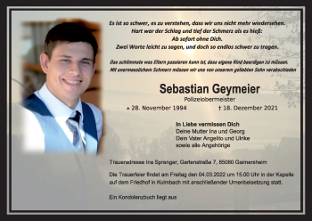 Anzeige von Sebastian Geymeier von MGO